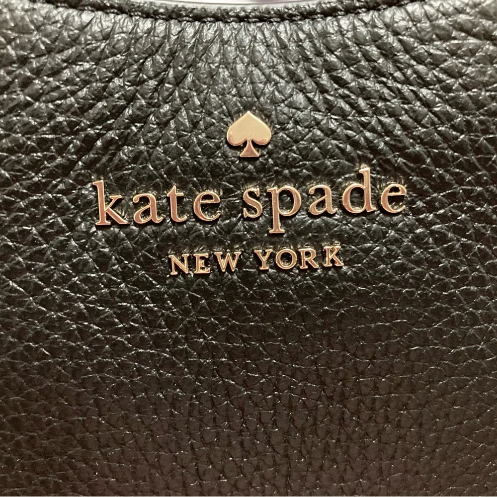 kate spade Black Pebbled Leather Satchel with Gold Logo